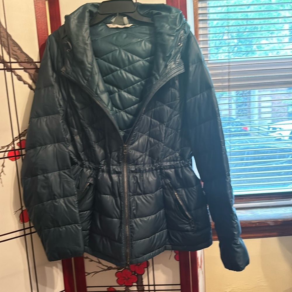 Light down athleta mid thigh jacket